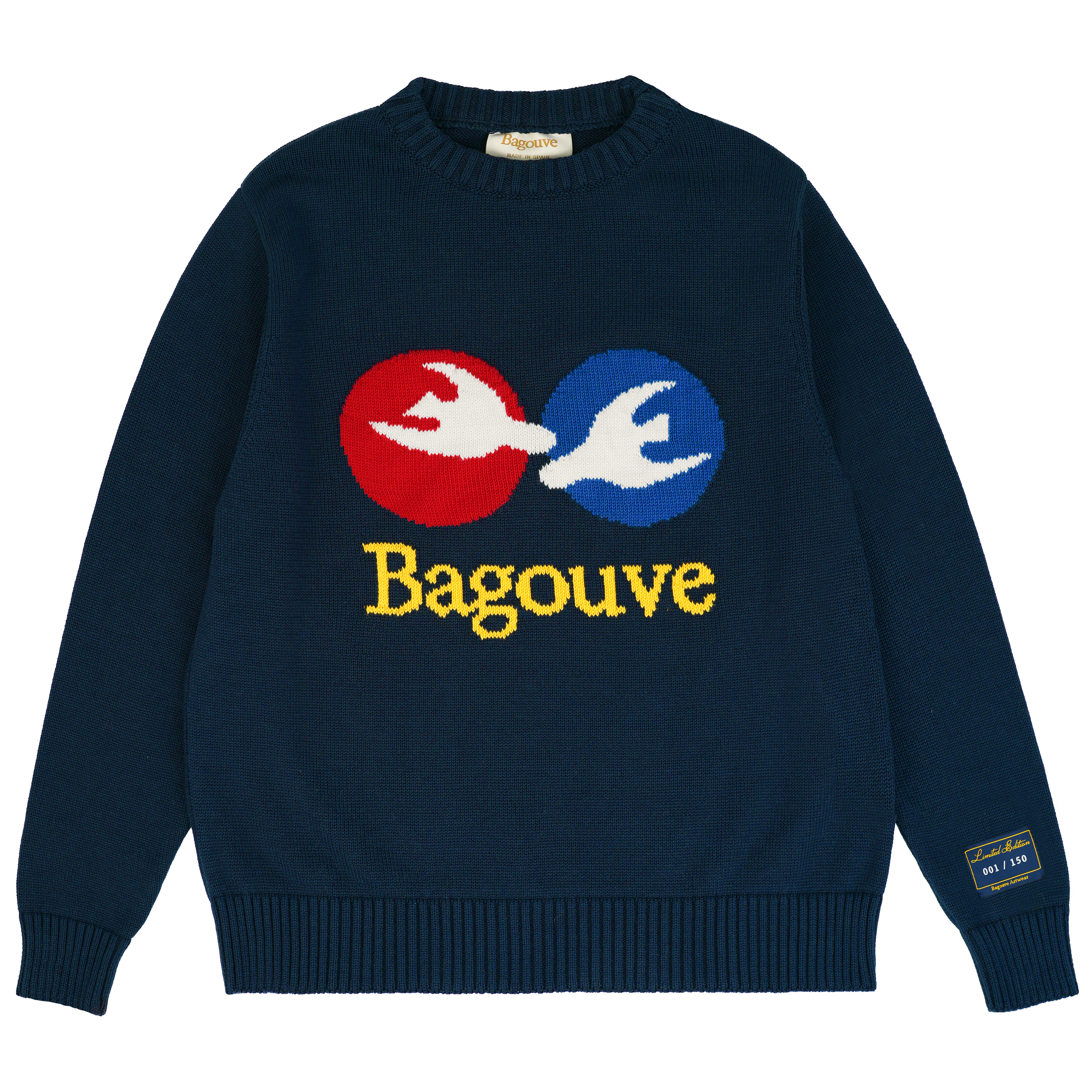 Bagouve Artwear - Knit Sweater Deux Amis, Navy, Limited Edition Bagouve Artwear - Knit Sweater Deux Amis, Navy, Limited Edition
