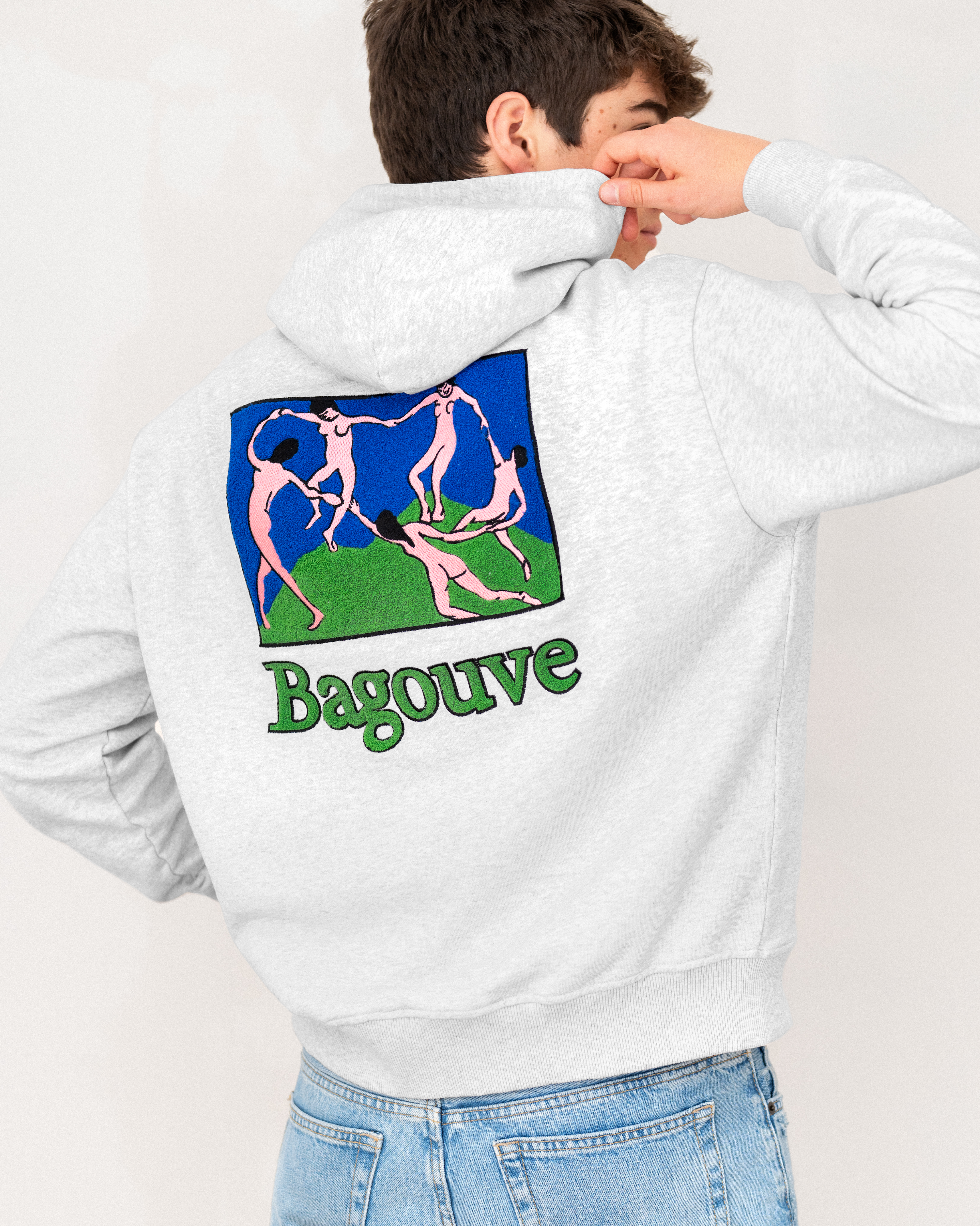 Bagouve Artwear - Dance Hoodie Grey, Boxy Fit, Unisex. – BAGOUVE