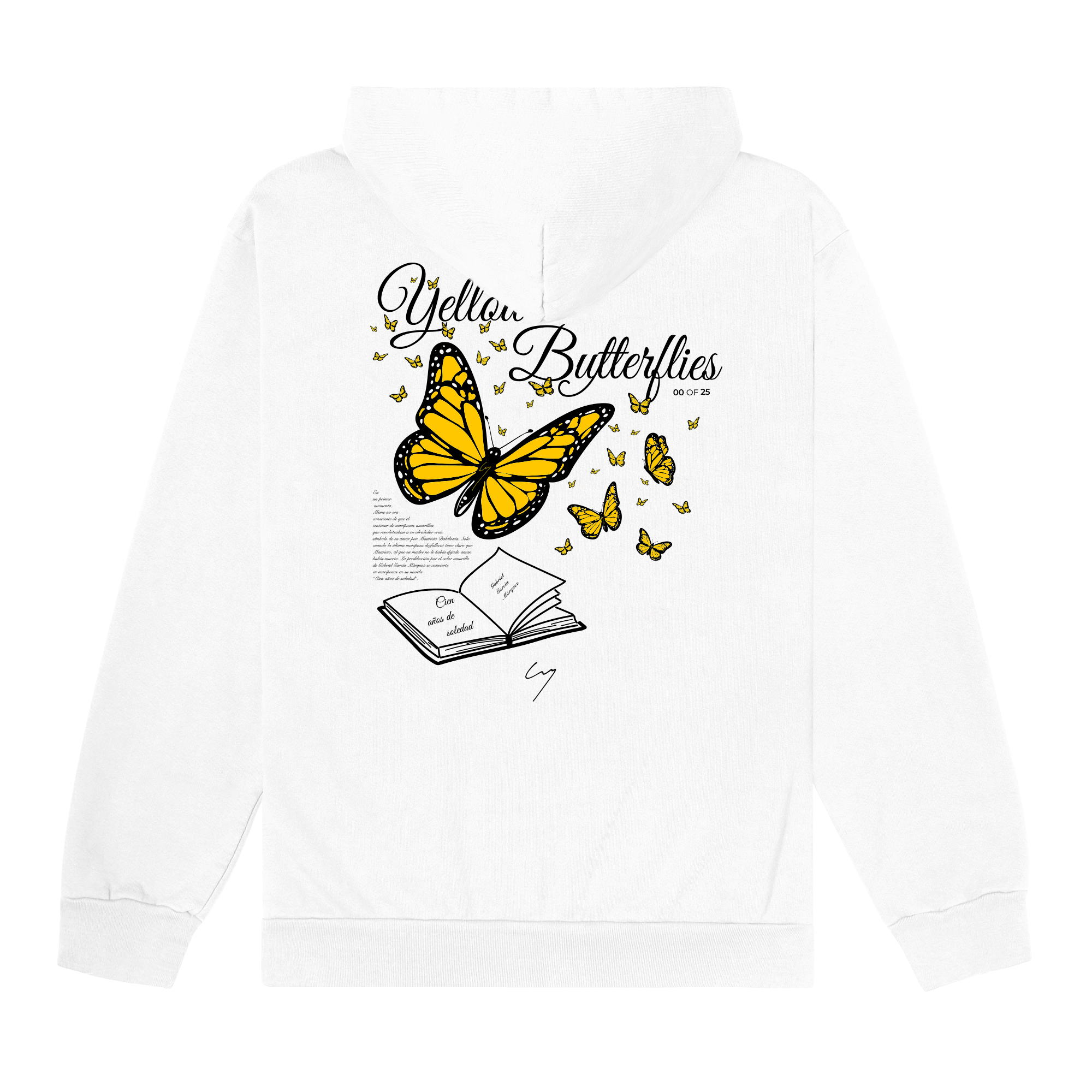 YELLOW BUTTERFLIES HOODIE BAGOUVE ARTWEAR